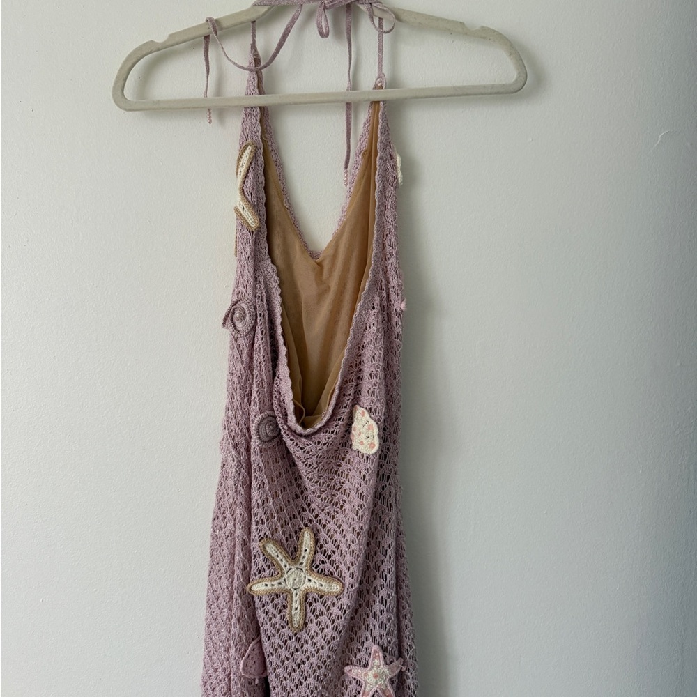 LoveShackFancy Pink Maxi Dress Macie Beaded Crochet Maxi Dress - Picture 3 of 8